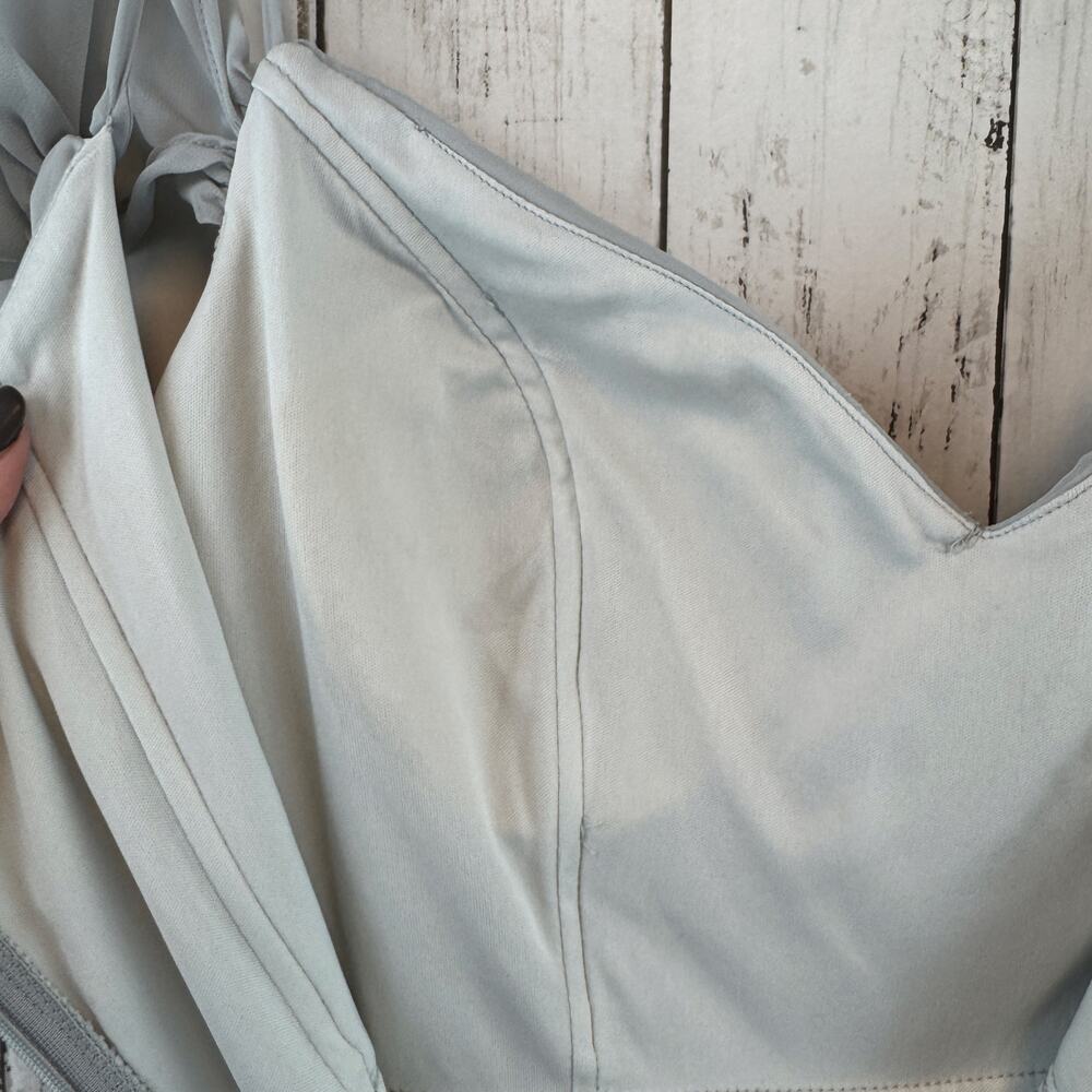 Birdy Grey Dove Gray Chiffon Devin Convertible Bridesmaid Dress With Slit Large - Picture 8 of 16